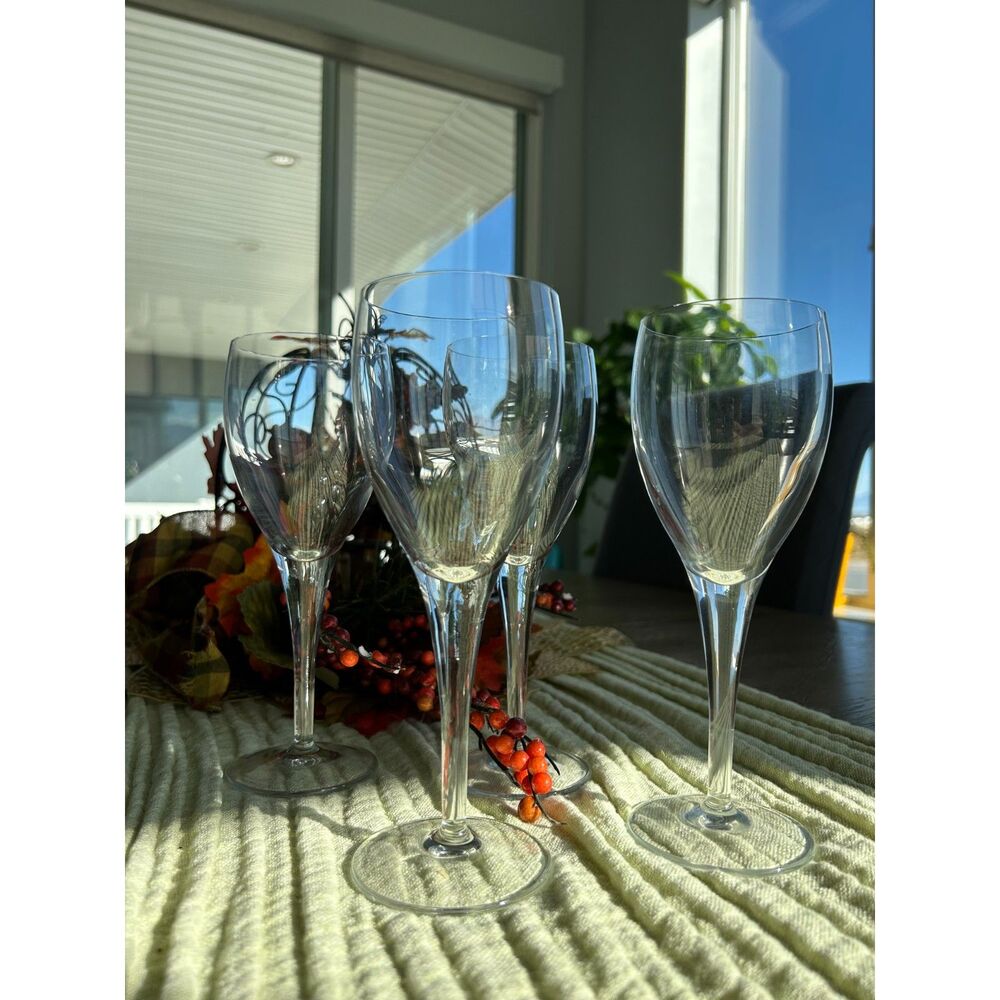 Set of 4 Gorgeous, Simple Crystal Goblets by Crate and Barrel